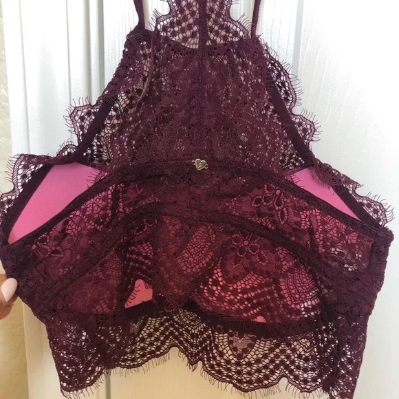 Victoria Secret Pink | Lace High Neck Push Up Bralette Women's Size M - Picture 8 of 8